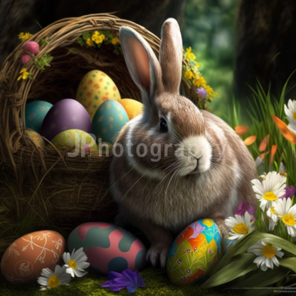 Easter rabbit and eggs
